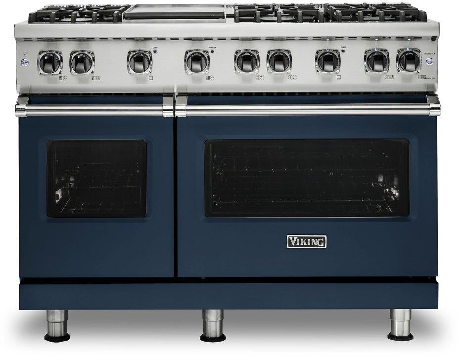 Viking VGR5486GSBLP Professional 5 Series 48 Inch Slate Blue Gas Convection Double Oven Freestanding Range
