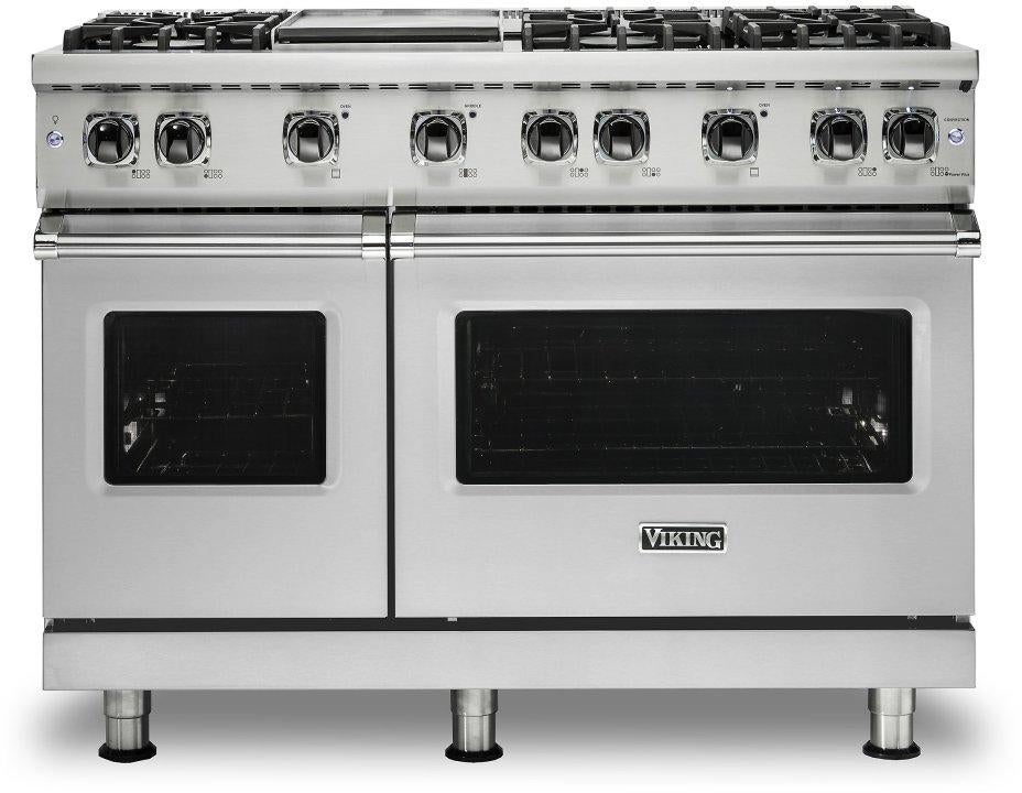 Viking VGR5486GSSLP Professional 5 Series 48 Inch Stainless Steel Gas Convection Double Oven Freestanding Range