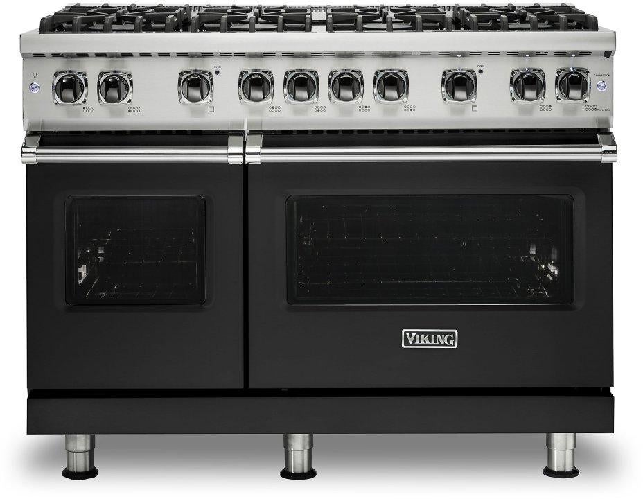 Viking VGR5488BCSLP  5 Series 48 Inch Cast Black Gas Convection Double Oven Freestanding Range