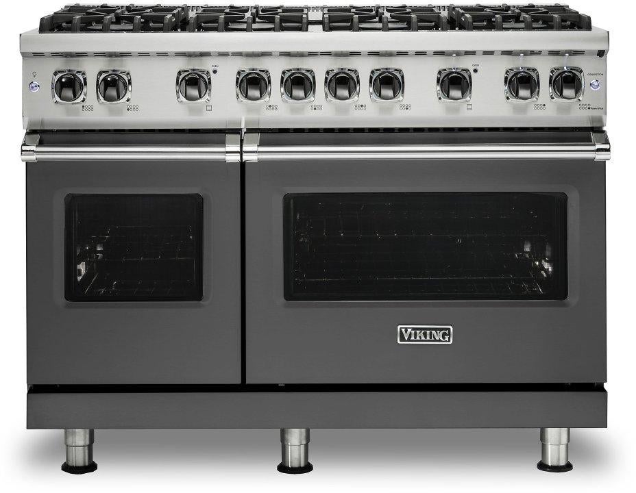 Viking VGR5488BDG  5 Series 48 Inch Damascus Grey Gas Convection Double Oven Freestanding Range