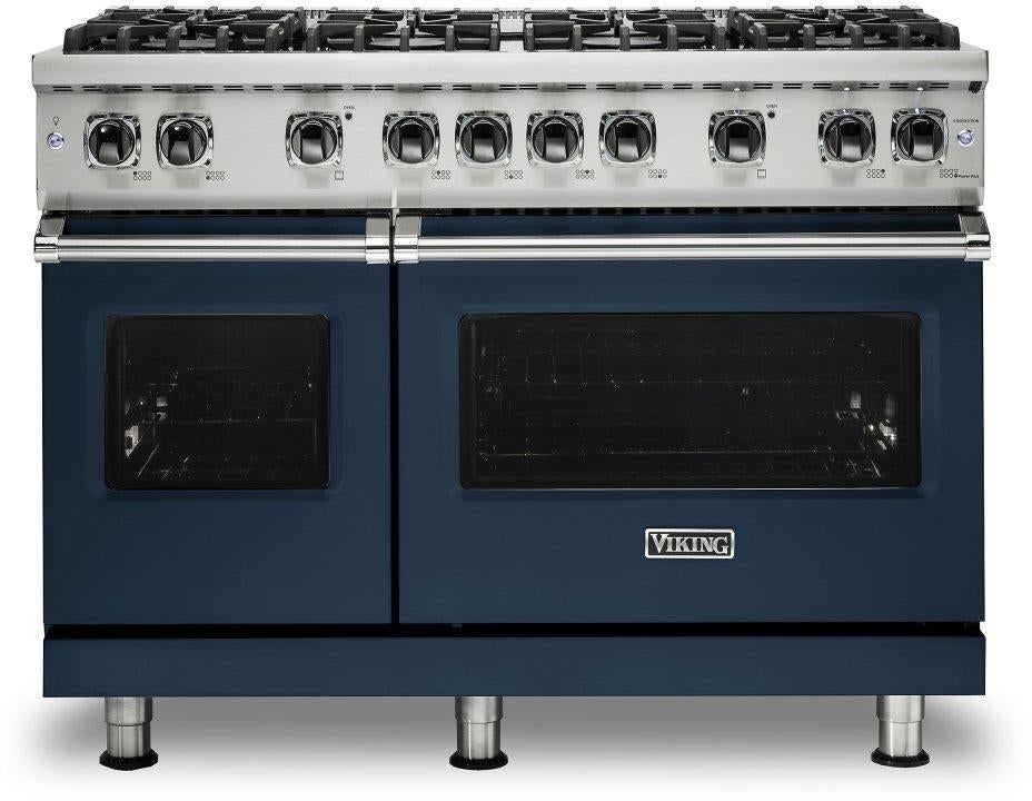 Viking VGR5488BSBLP  5 Series 48 Inch Slate Blue Gas Convection Double Oven Freestanding Range