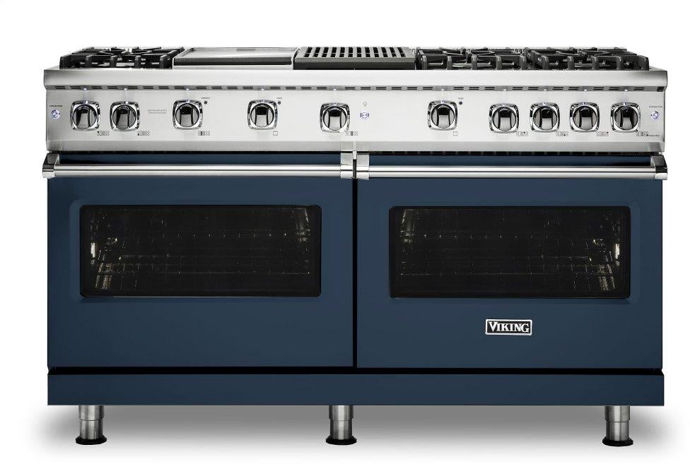 Viking VGR5606GQSB  5 Series 60 Inch Slate Blue Gas Convection Double Oven Freestanding Range