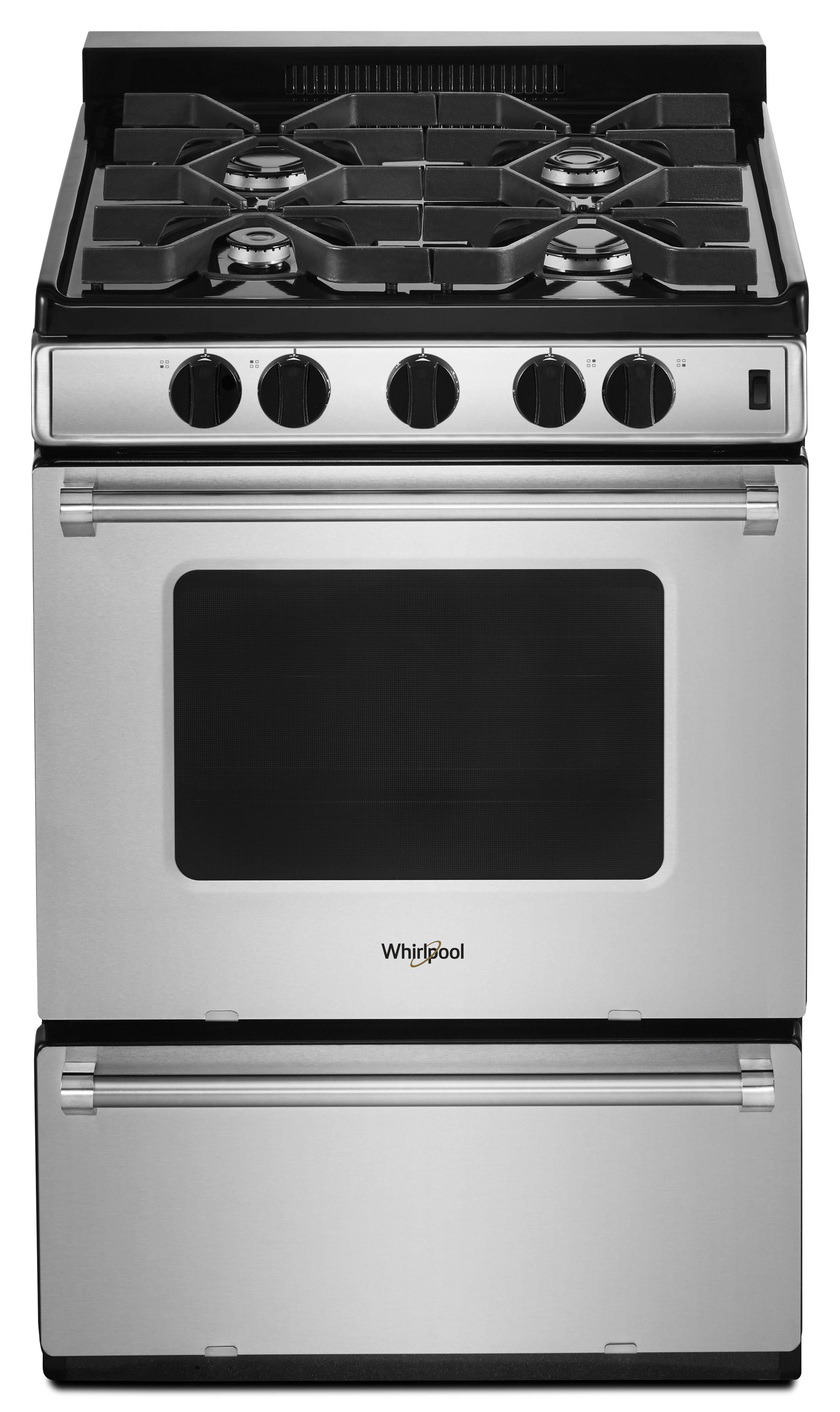 Whirlpool 24" Stainless Steel Natural Gas Sealed Burner Range - ADA Compliant with Broiler Drawer