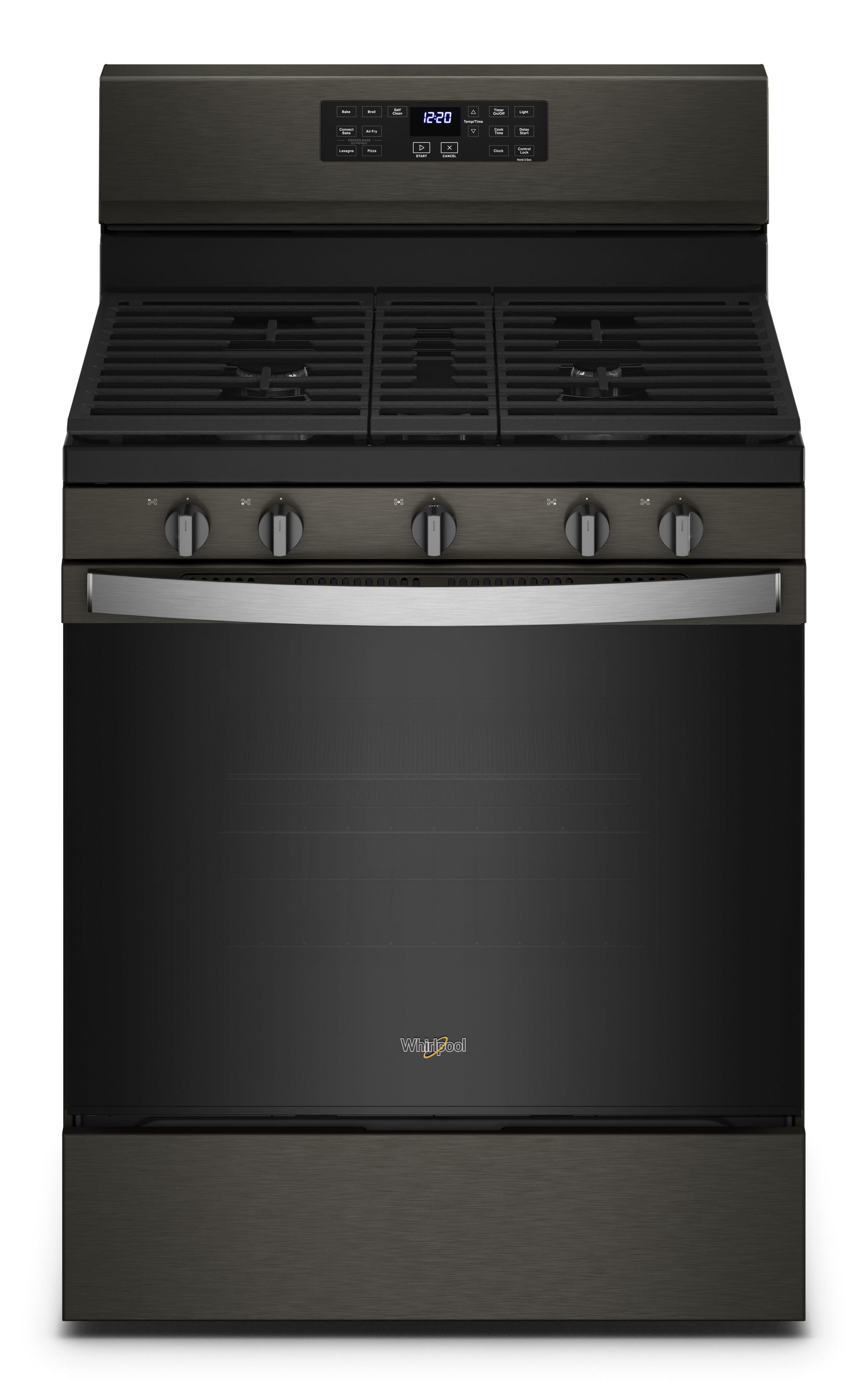 Whirlpool WFG550S0LV 30 Inch Natural Gas, All Gas Freestanding Range in Black Stainless