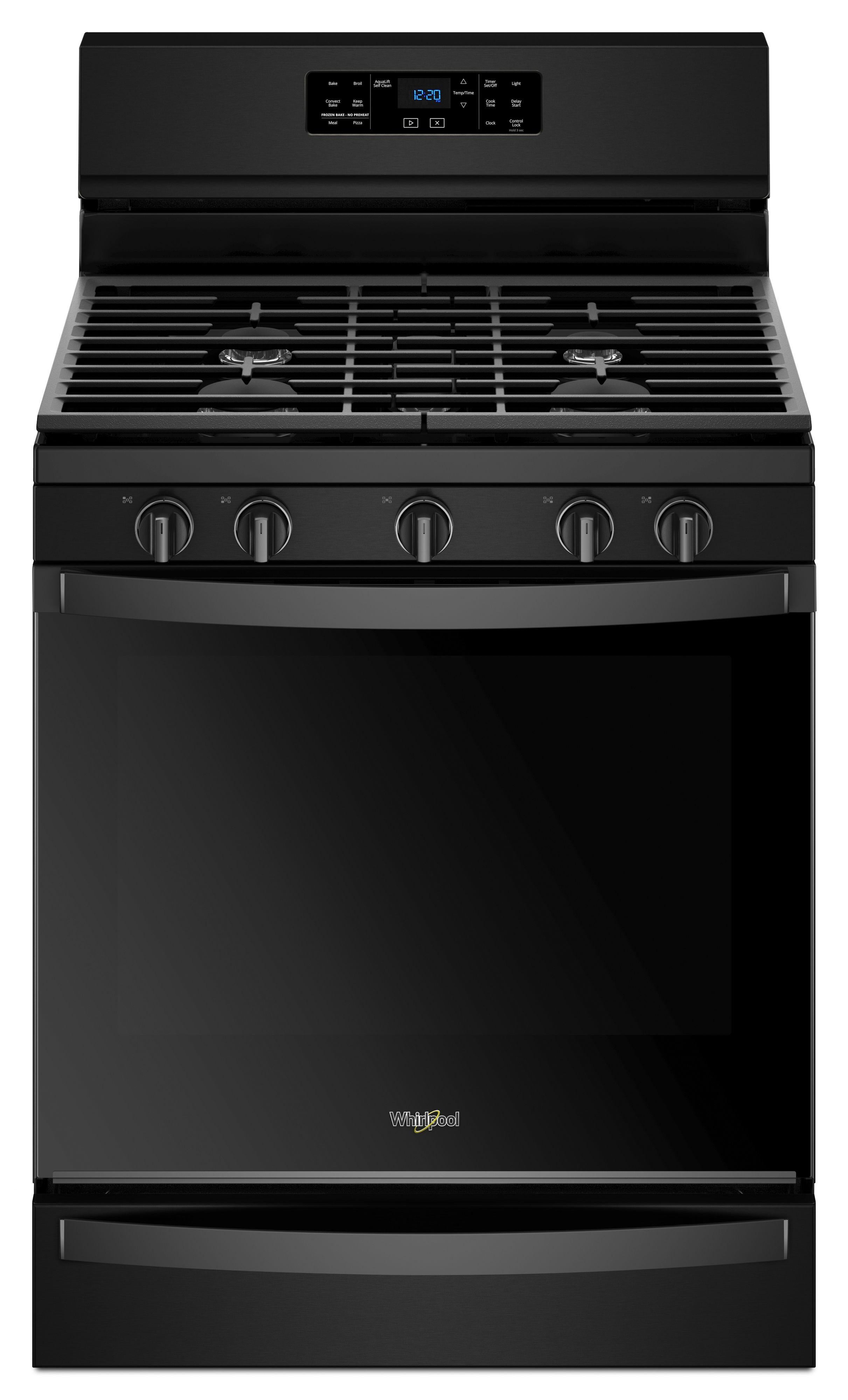 Whirlpool 30" Black Gas Sealed Burner Range with Griddle - Convection