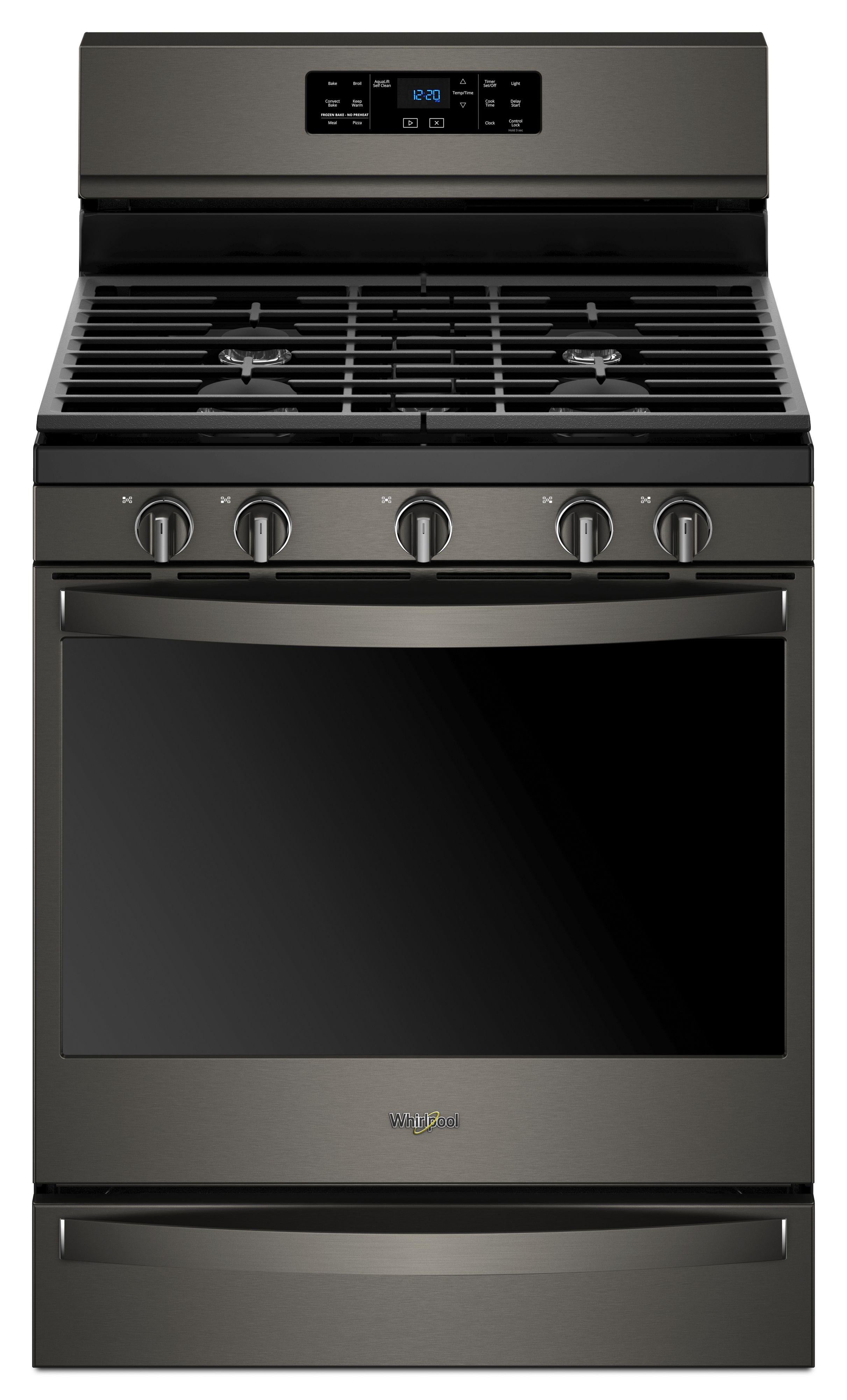 Whirlpool 30" Black Stainless Steel Gas Sealed Burner Range with Griddle - Convection