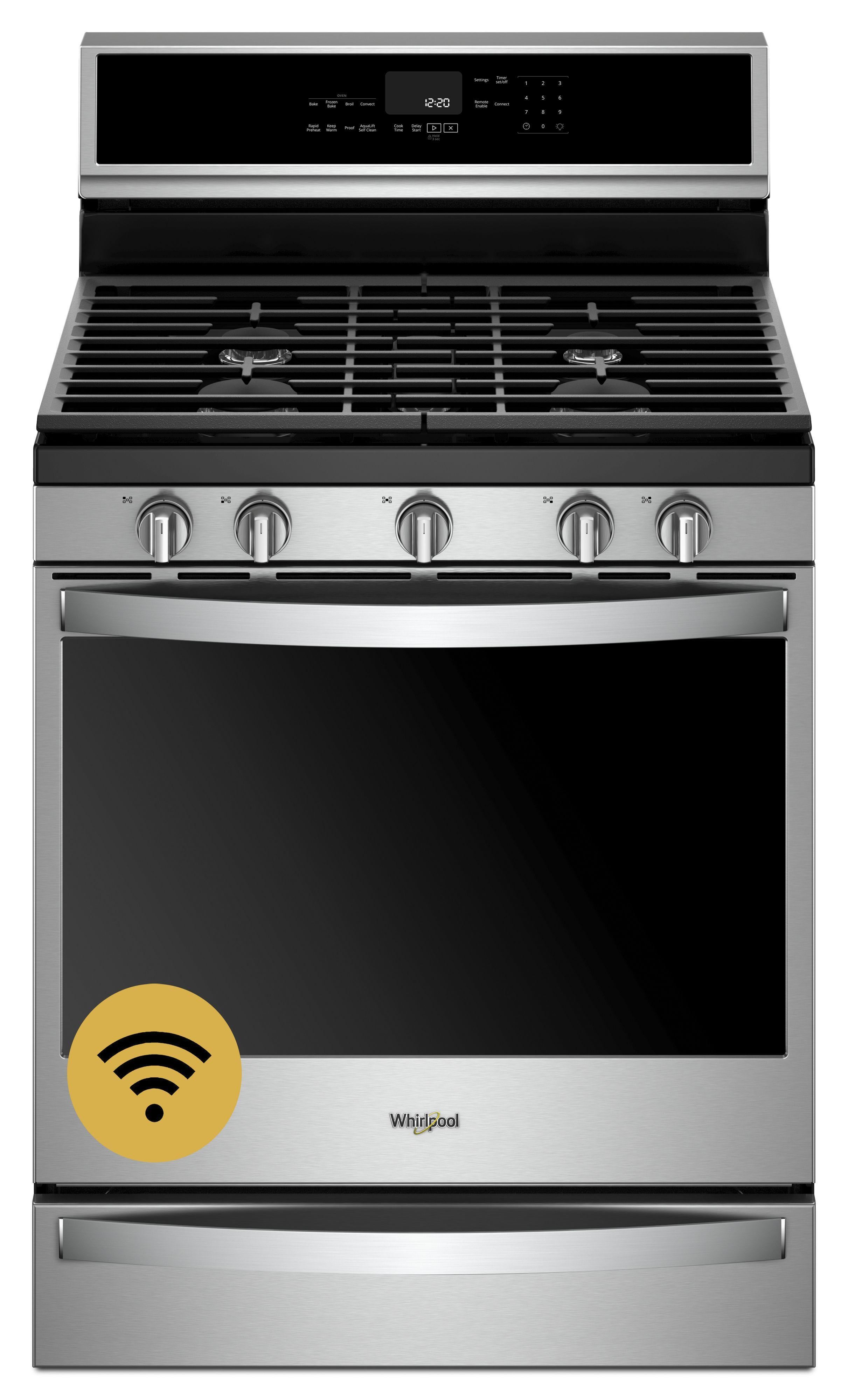 Whirlpool 30" Fingerprint Resistant Stainless Steel Gas Sealed Burner Range with Griddle - Convection