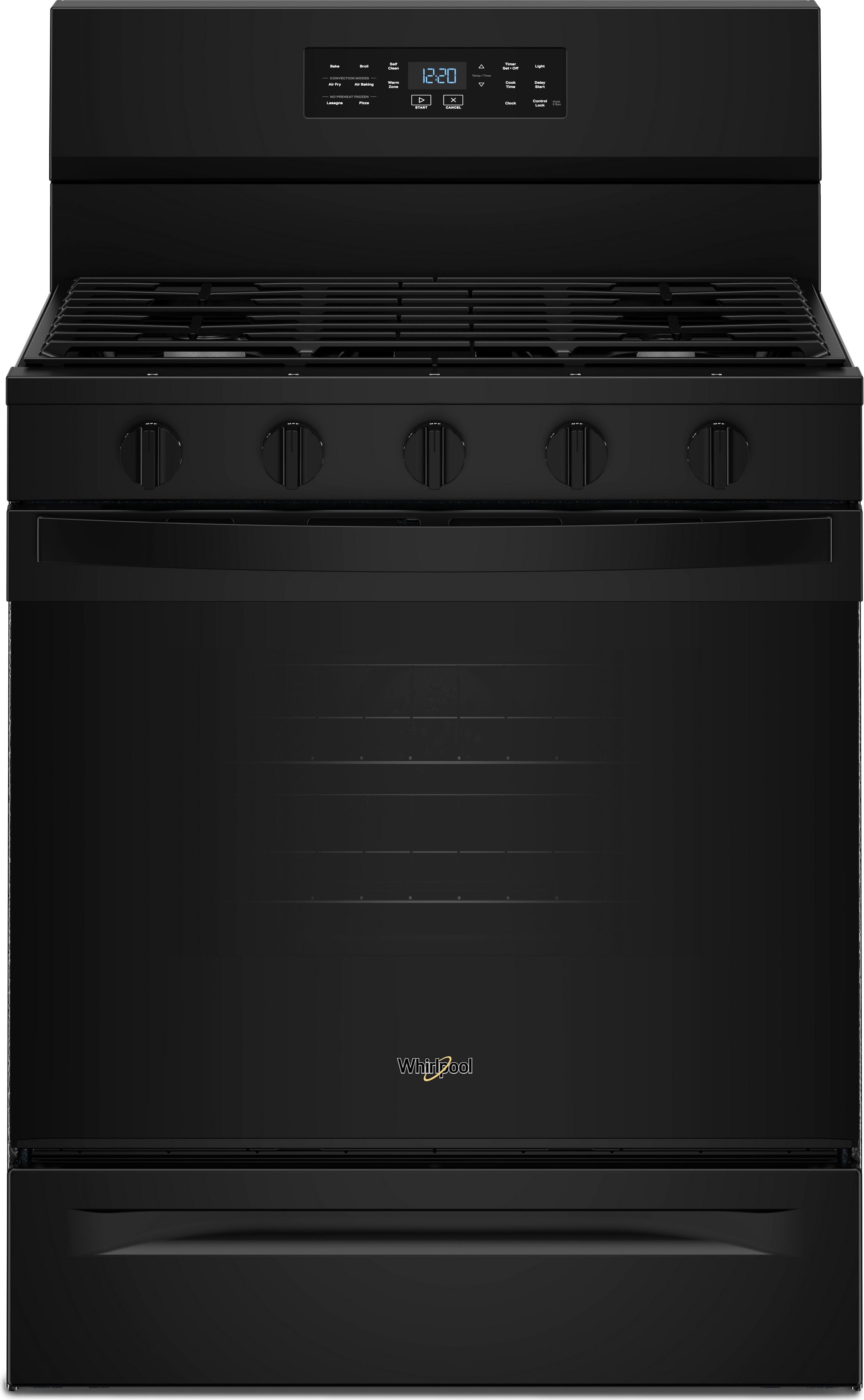 Whirlpool 30-inch Gas Range with Air Cooking Technology and EZ-2-Lift? Hinged Grates: Black