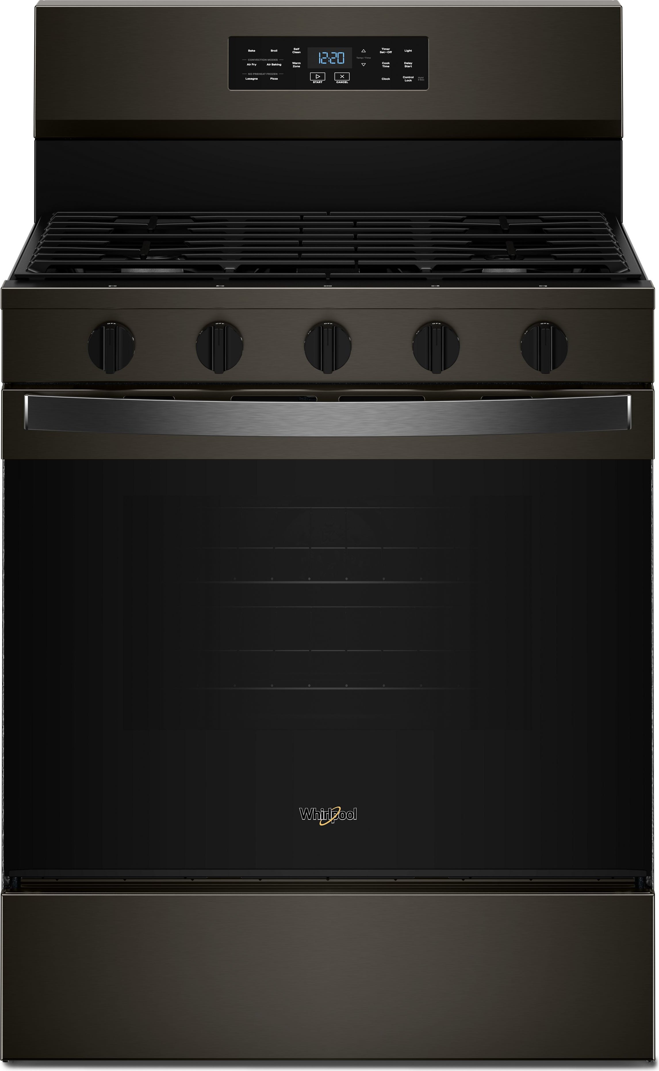Whirlpool 30-inch Gas Range with Air Cooking Technology and EZ-2-Lift? Hinged Grates: Black Stainless