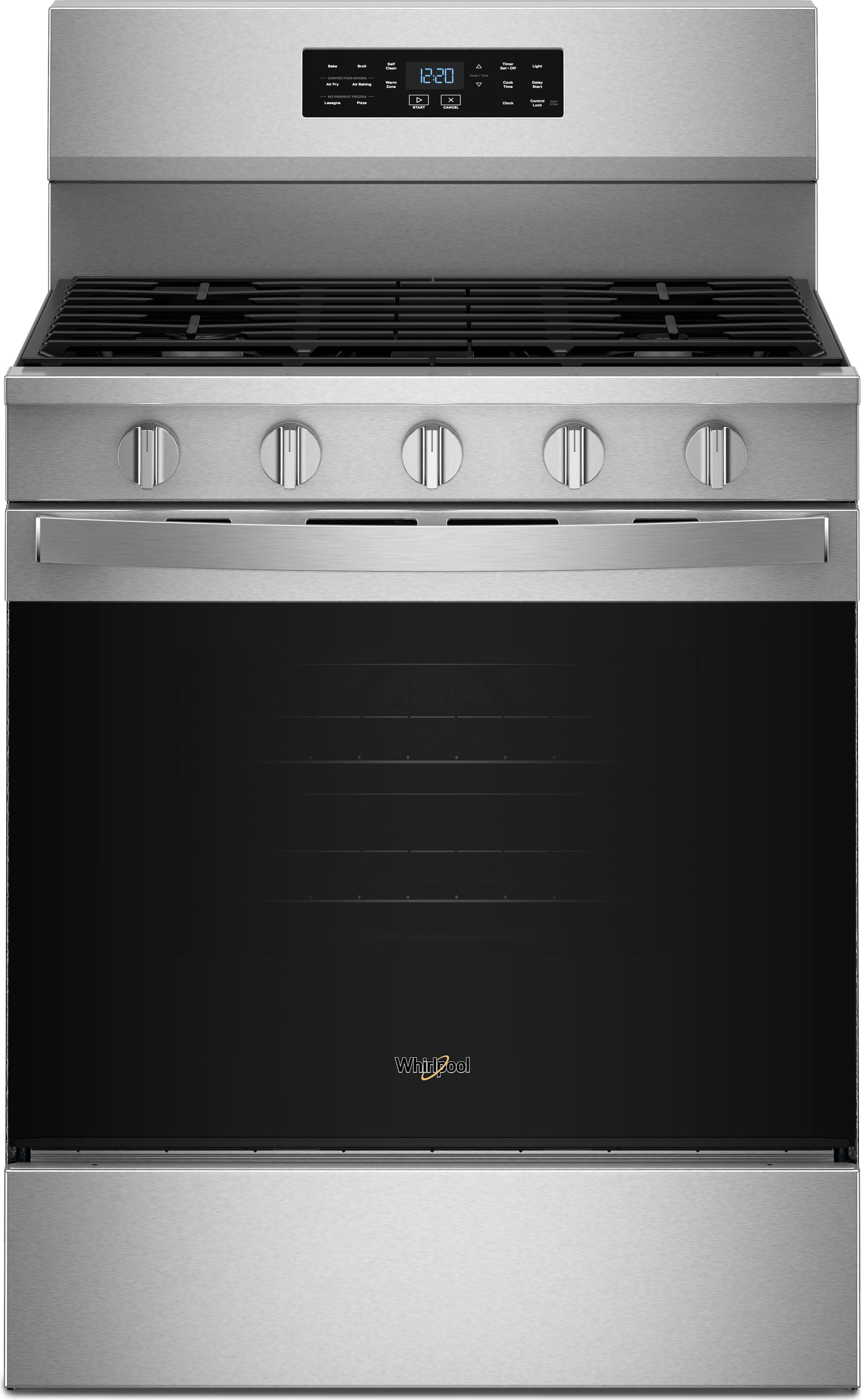 Whirlpool 30-inch Gas Range with Air Cooking Technology and EZ-2-Lift? Hinged Grates: Fingerprint Resistant Stainless Steel