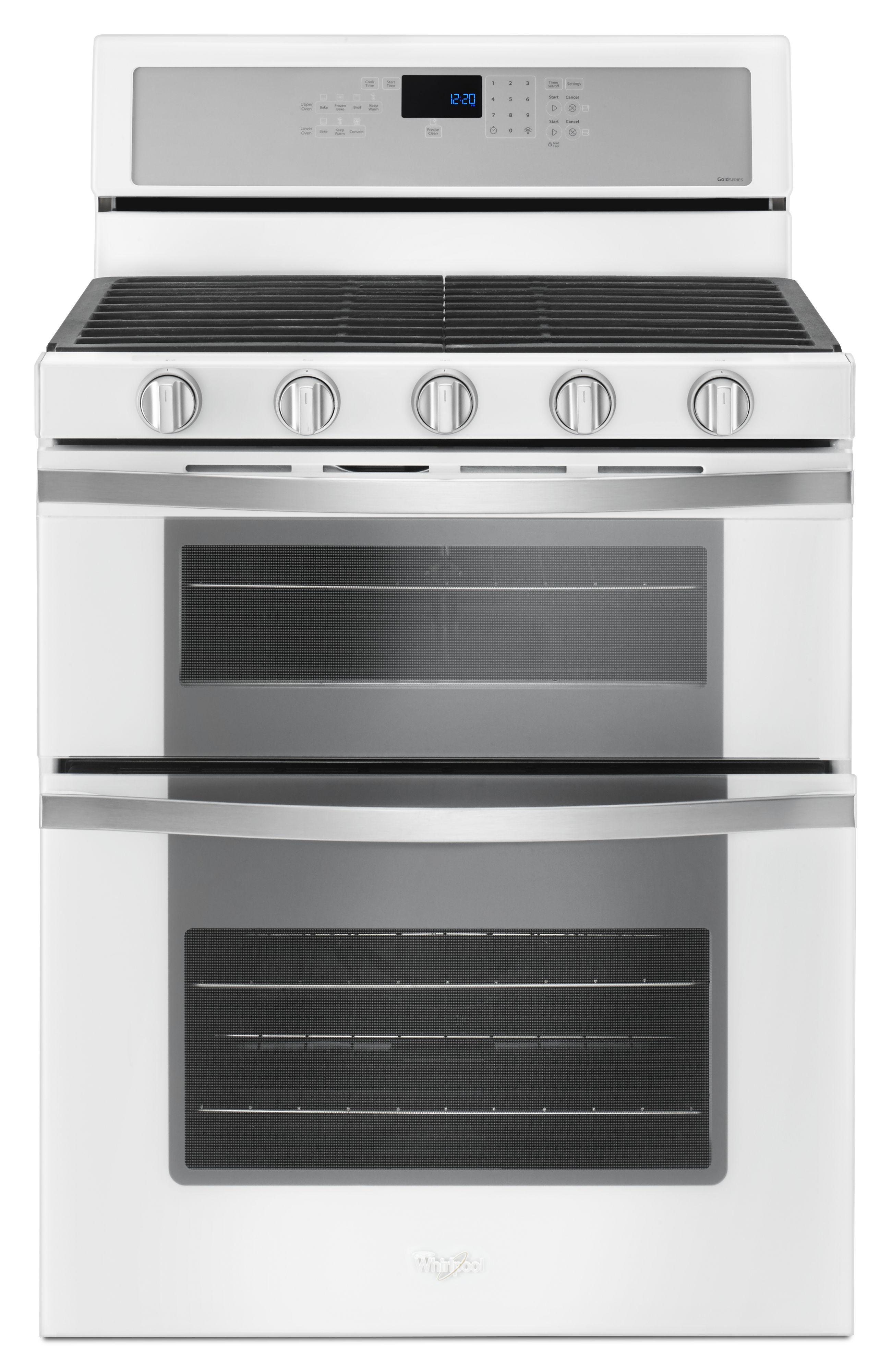 Whirlpool 30" White Gas Double Oven Range - Convection