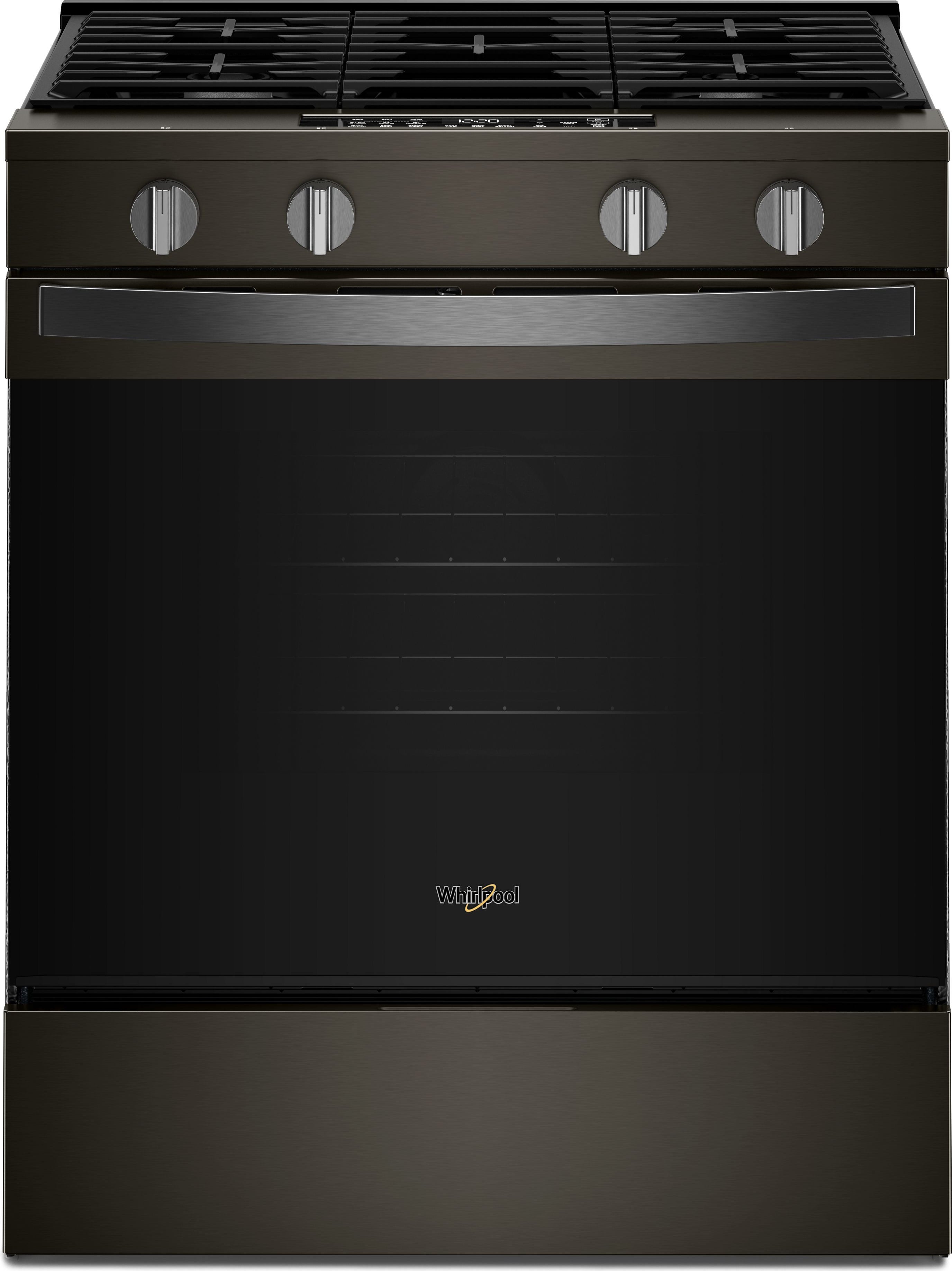 Whirlpool 30 inch 5 Cu. Ft. Smart Slide-In Gas Range With Air Cooking Technology And Steam Clean: Black Stainless Steel