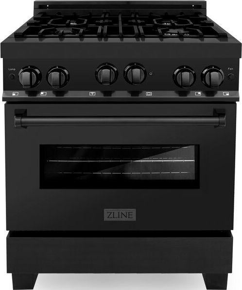 Z Line ZLINE RGB30 30 Inch Black Stainless Steel Gas Freestanding Range, in Black Stain