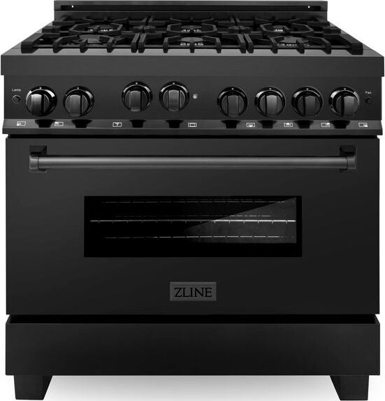 Z Line ZLINE RGB36 36 Inch Black Stainless Steel Gas Freestanding Range, in Black Stain