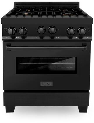Z Line ZLINE RGBBR30 30 Inch Black Stainless Steel Gas Freestanding Range, in Black Sta