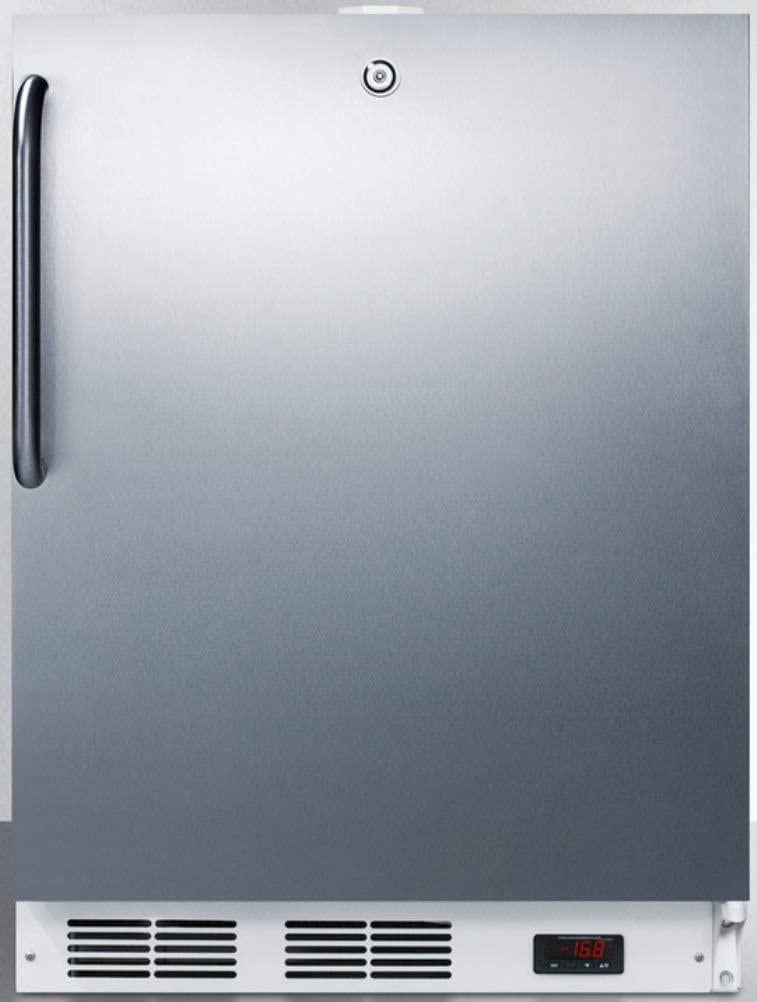 Summit Accucold 24" 3.1 Cu. Ft. Stainless Steel Built-In Compact Freezer with Curved Towel Bar - ADA Compliant