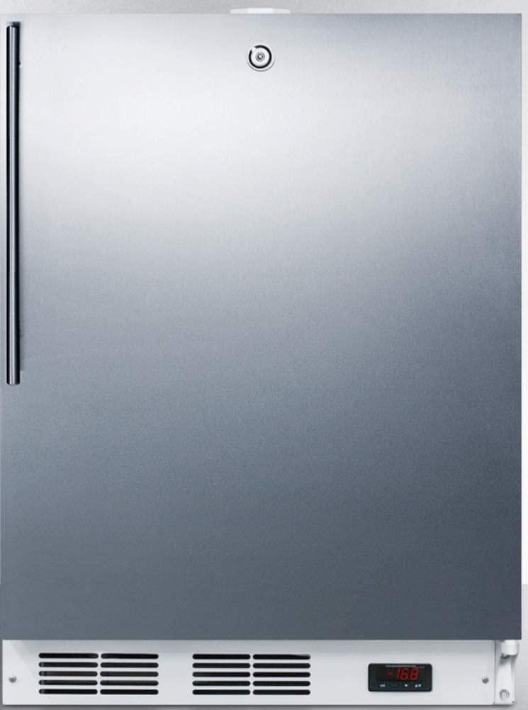 Summit Accucold 24" 3.1 Cu. Ft. Stainless Steel Built-In Compact Freezer with Vertical Handle - ADA Compliant