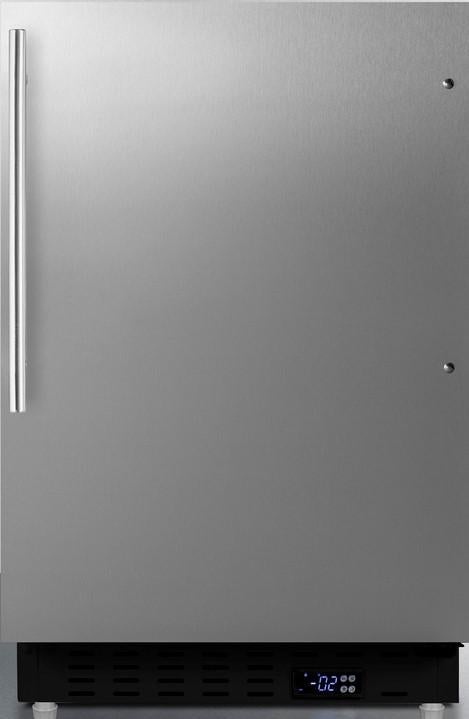 Summit ALFZ37BCSSHV 20 Inch Freestanding or Built-In Compact Counter Depth Freezer, in Stainless Steel with Pro Handle