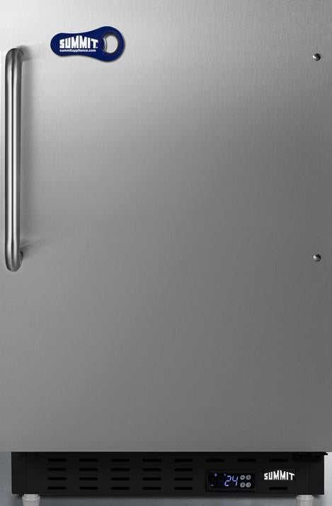 Summit 20 Inch Freestanding or Built-In Upright Counter Depth Freezer, in Stainless Steel