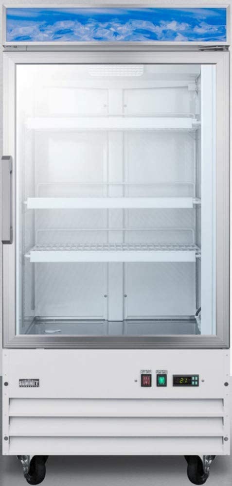 Summit Commercial Series 27" 9.0 cu. ft. White with Stainless Steel Frame Glass Door Beer Freezer