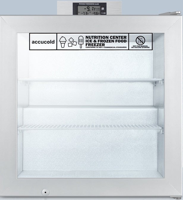 Summit Accucold Nutrition Center 24" 2.0 cu.ft. Gray with Glass Door & Lock Countertop Compact Freezer