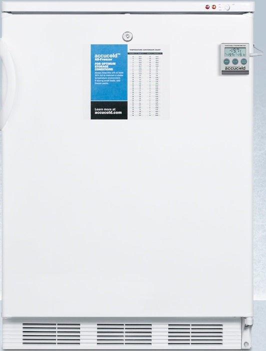 Summit Accucold PLUS2 24" 3.2 cu.ft. White with Lock Pharmaceutical Counter Height Compact Freezer