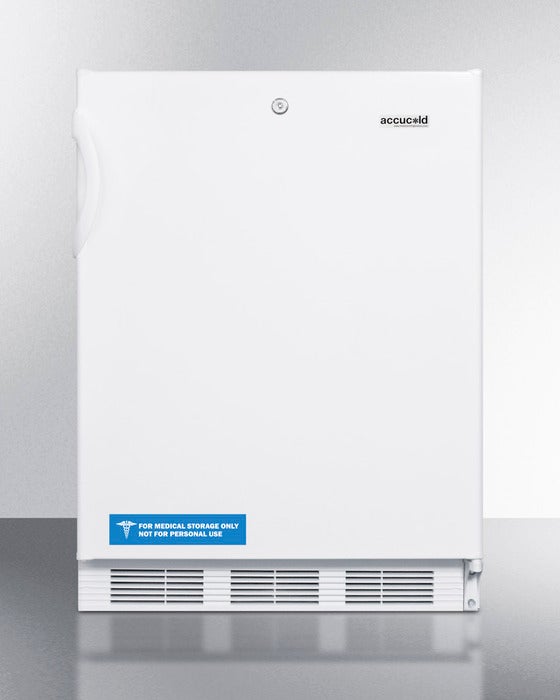 Summit AccuCold 24" 3.5 cu. ft. White Undercounter Compact Freezer - ADA Compliant