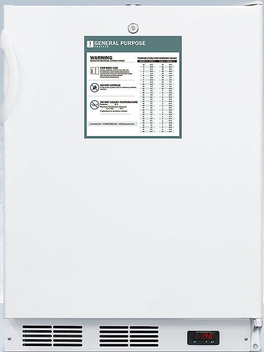 Summit Accucold MOMCUBE 24" 3.5 cu.ft. White Built-In Undercounter Breast Milk Freezer - ADA Compliant