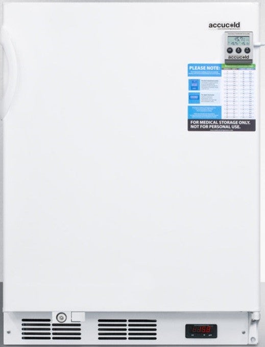 Summit Accucold 24" 3.2 Cu. Ft. White Built-In Compact Freezer - ADA Compliant