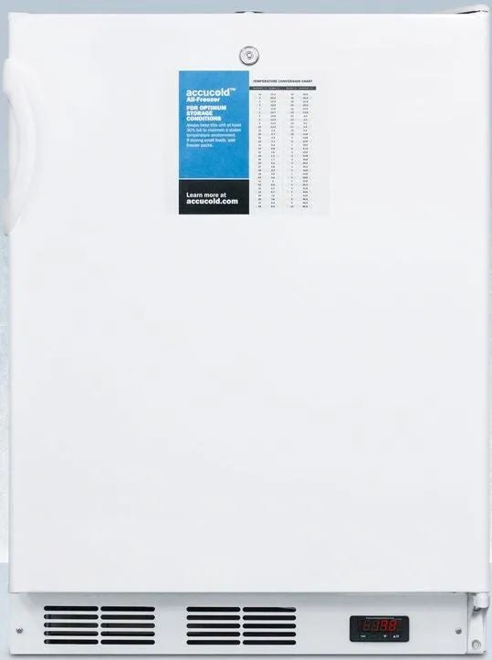 Summit Accucold PRO 24" 3.2 cu.ft. White with Lock Pharmaceutical Compact Freezer - ADA Compliant