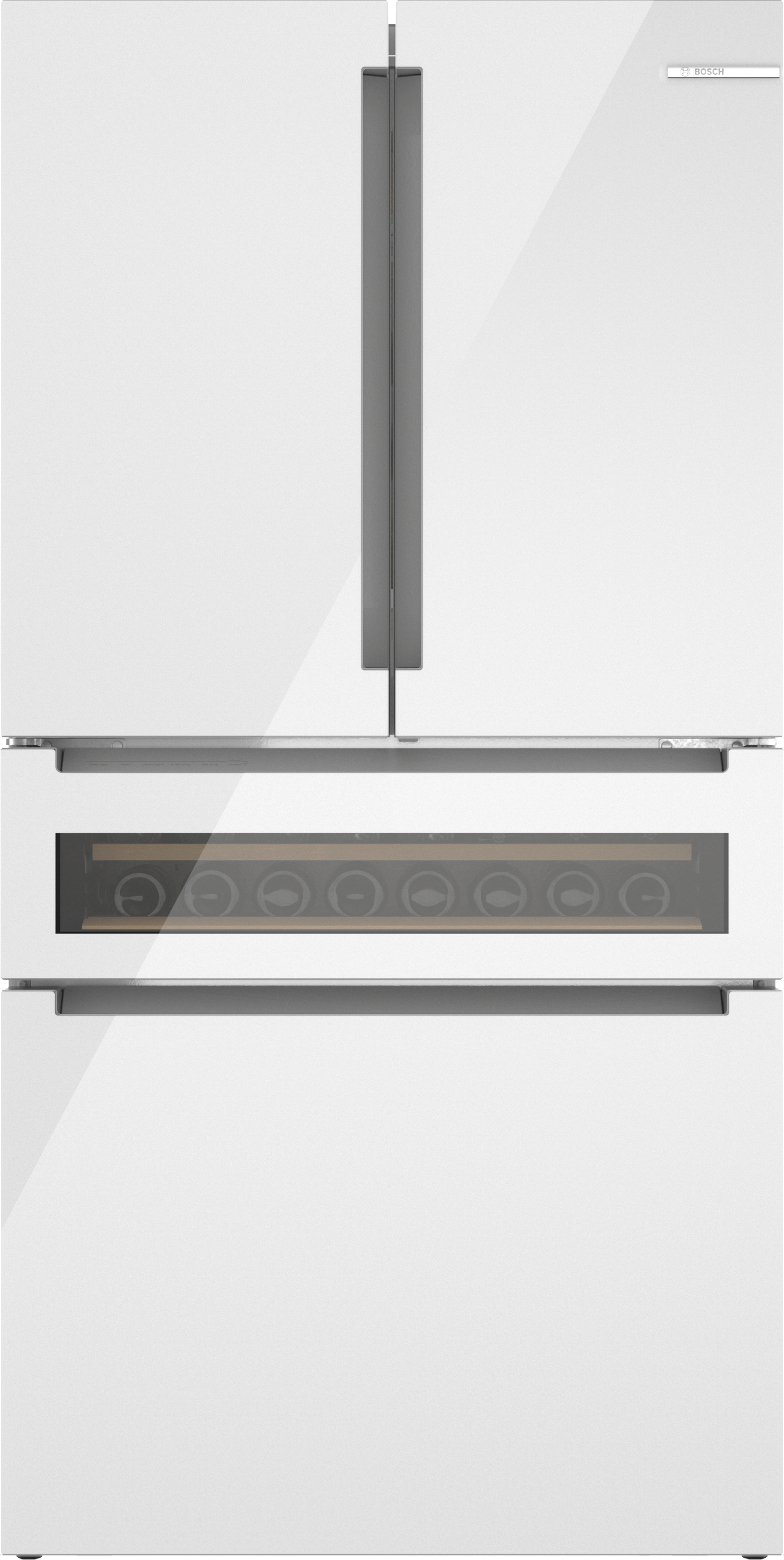 Bosch 800 Series 36 Inch French Door Bottom Mount Refrigerator With Glass Door: White