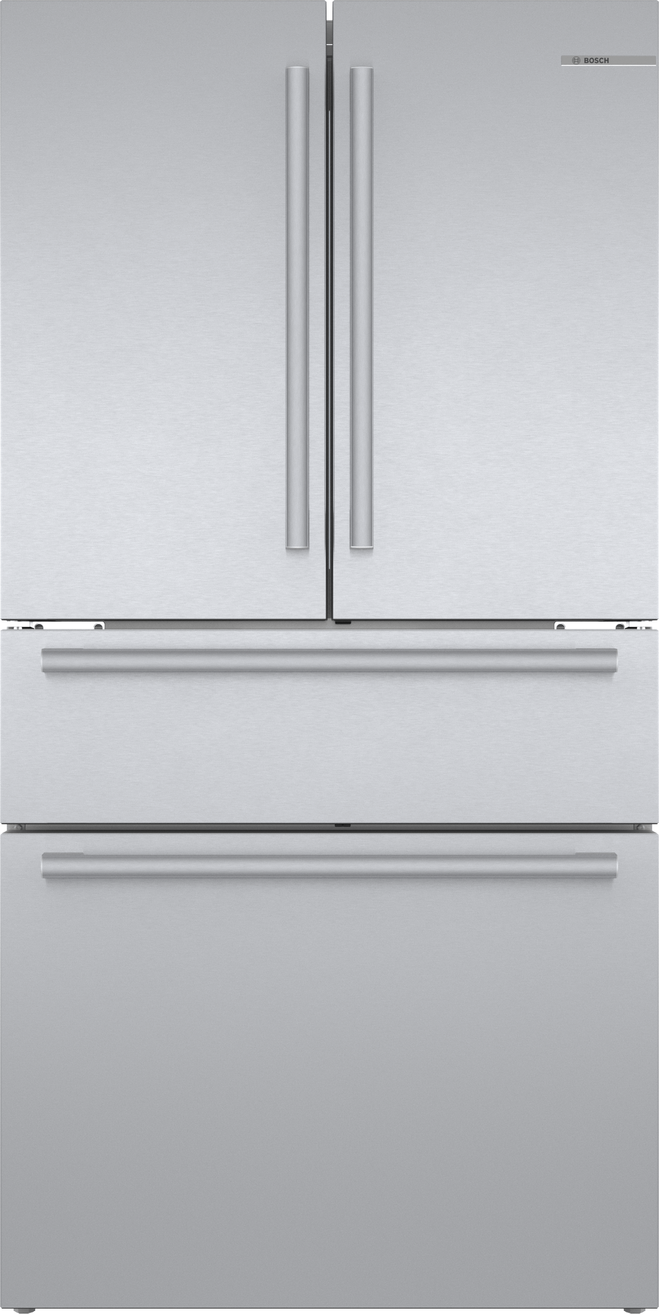 Bosch 800 Series 36 Inch 4- Door French Door Bottom Mount Refrigerator With External Handles: Stainless Steel
