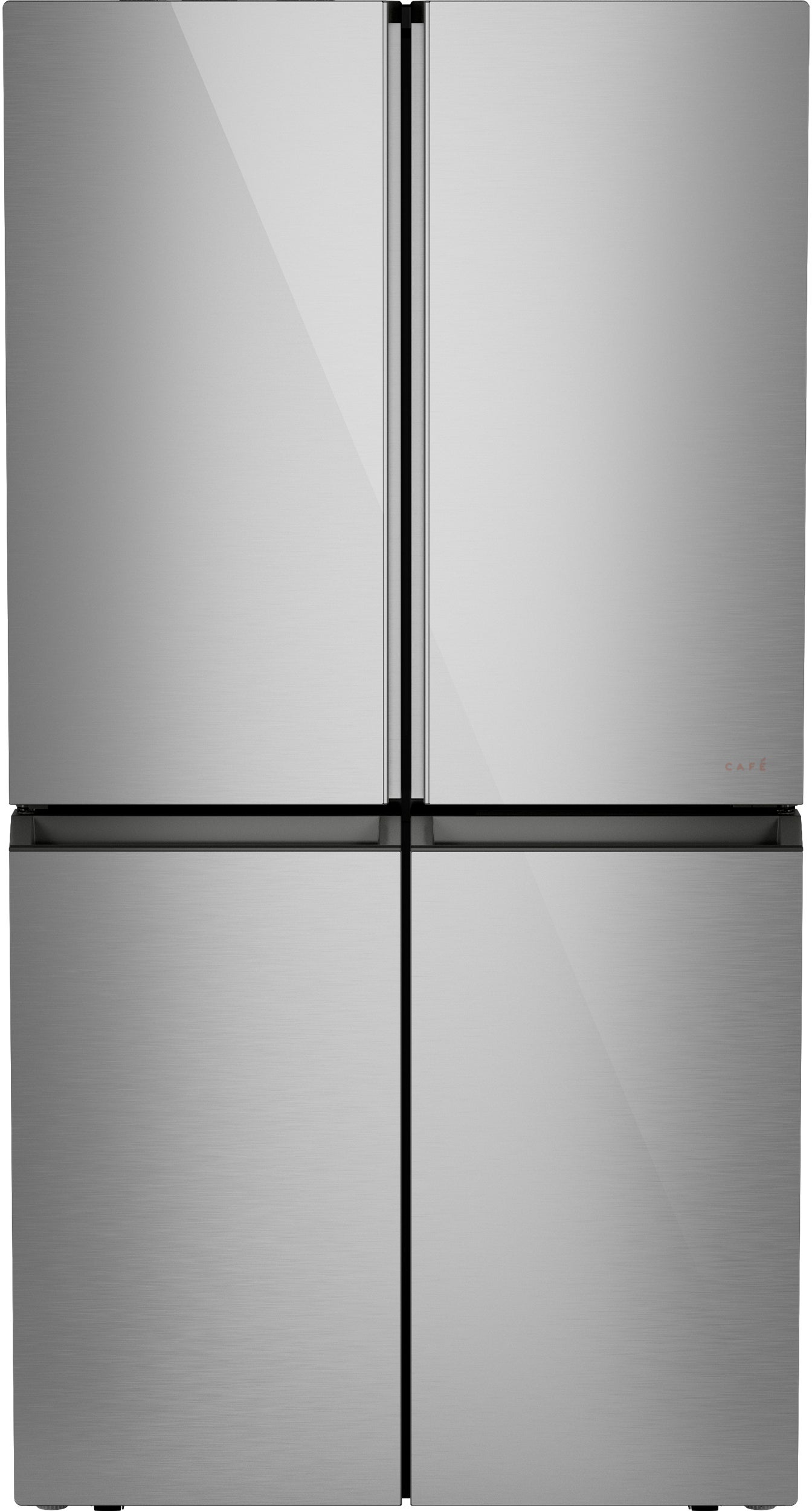 Cafe 23 Cu. Ft. Smart Counter-Depth Quad-Door Refrigerator with Dual-Dispense AutoFill Pitcher: Platinum Glass
