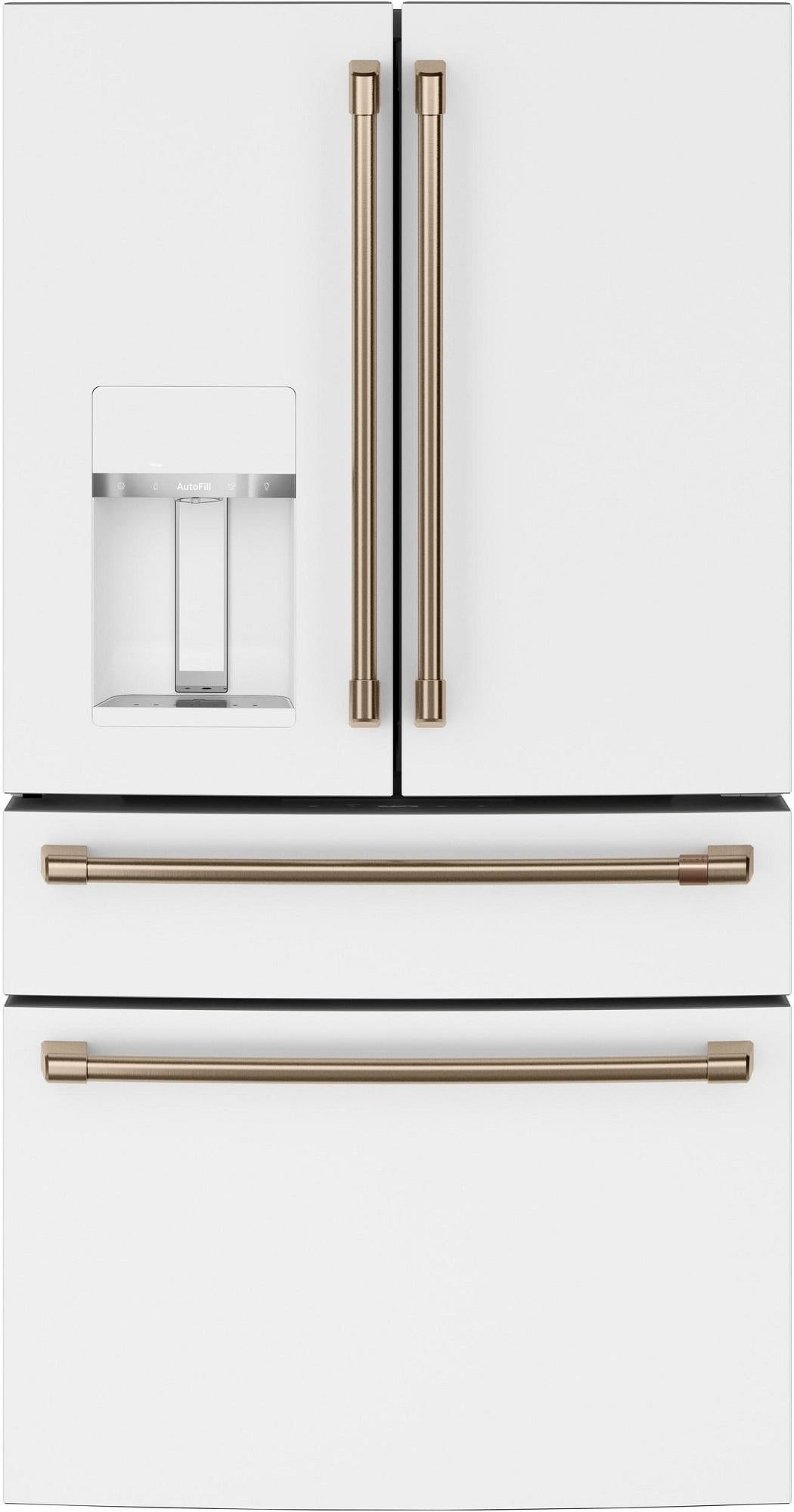 Cafe 36 Inch Smart Freestanding 4 Door French Door Refrigerator - Matte White
