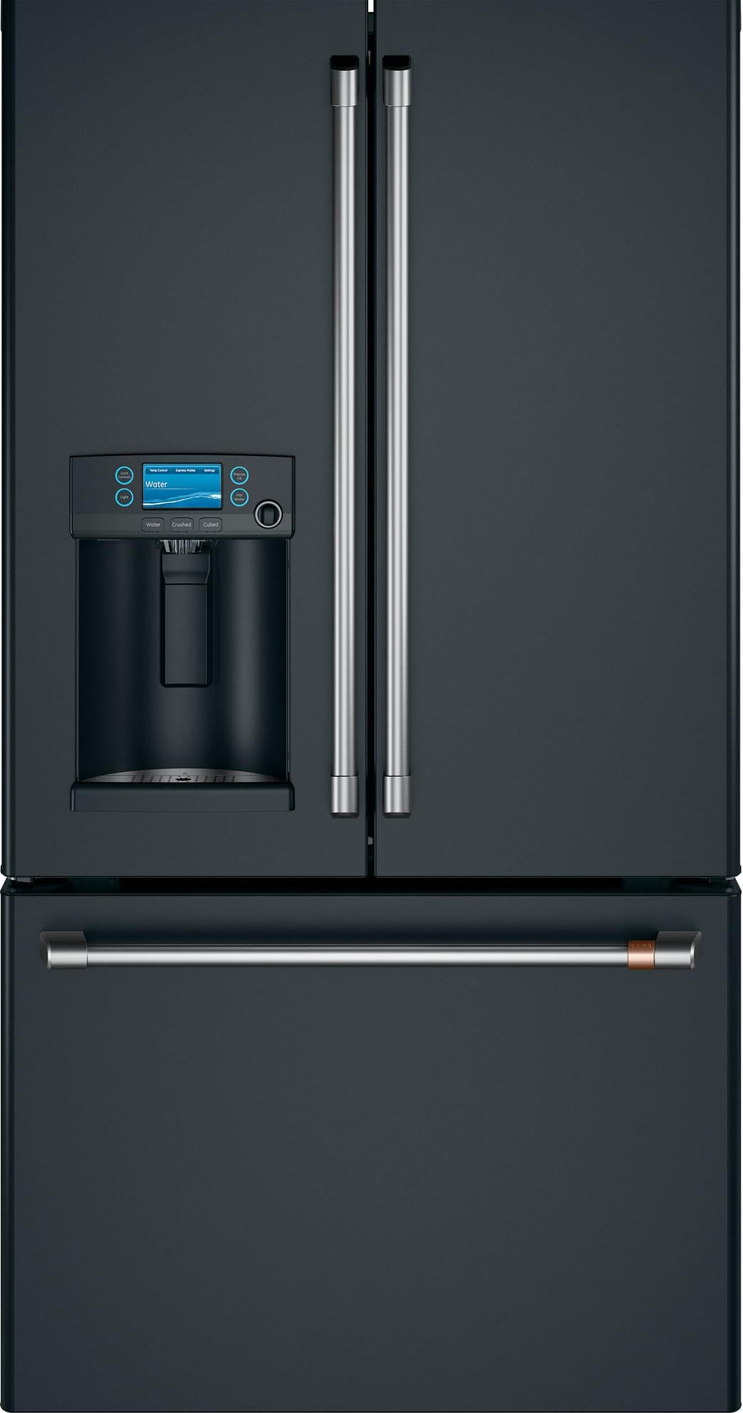 Cafe 36" 22.2 cu. ft. Matte Black Counter-Depth French-Door Refrigerator with Hot Water Dispenser - Energy Star