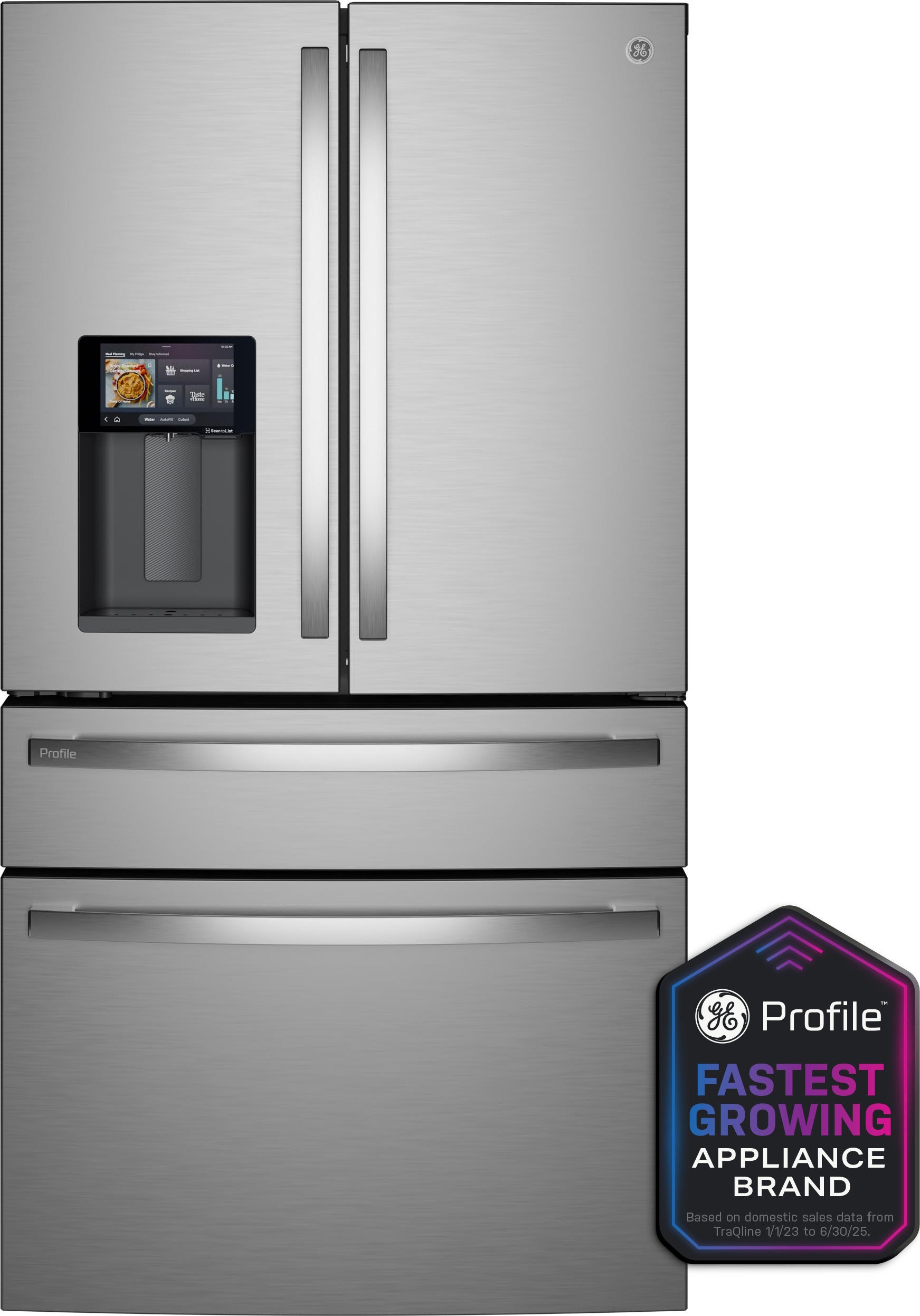 GE Profile Series 36 inch 22 Cu. Ft. Counter Depth Refrigerator With Electronic Controls, LED Lighting, Glass Shelves, Energy Star Rating And Wifi: Fingerprint Resistant Stainless Steel