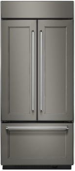 KitchenAid French Door (3 Door) Built In Refrigerator With Non Dispenser 36 In Wide And Stainless Steel With PrintShield Finish Color: Panel-Ready