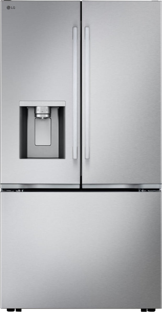LG 36 Inch 23.7 Cu. Ft. Counter-Depth Max French Door Refrigerator Zero Clearance Hinges: Black Stainless Steel