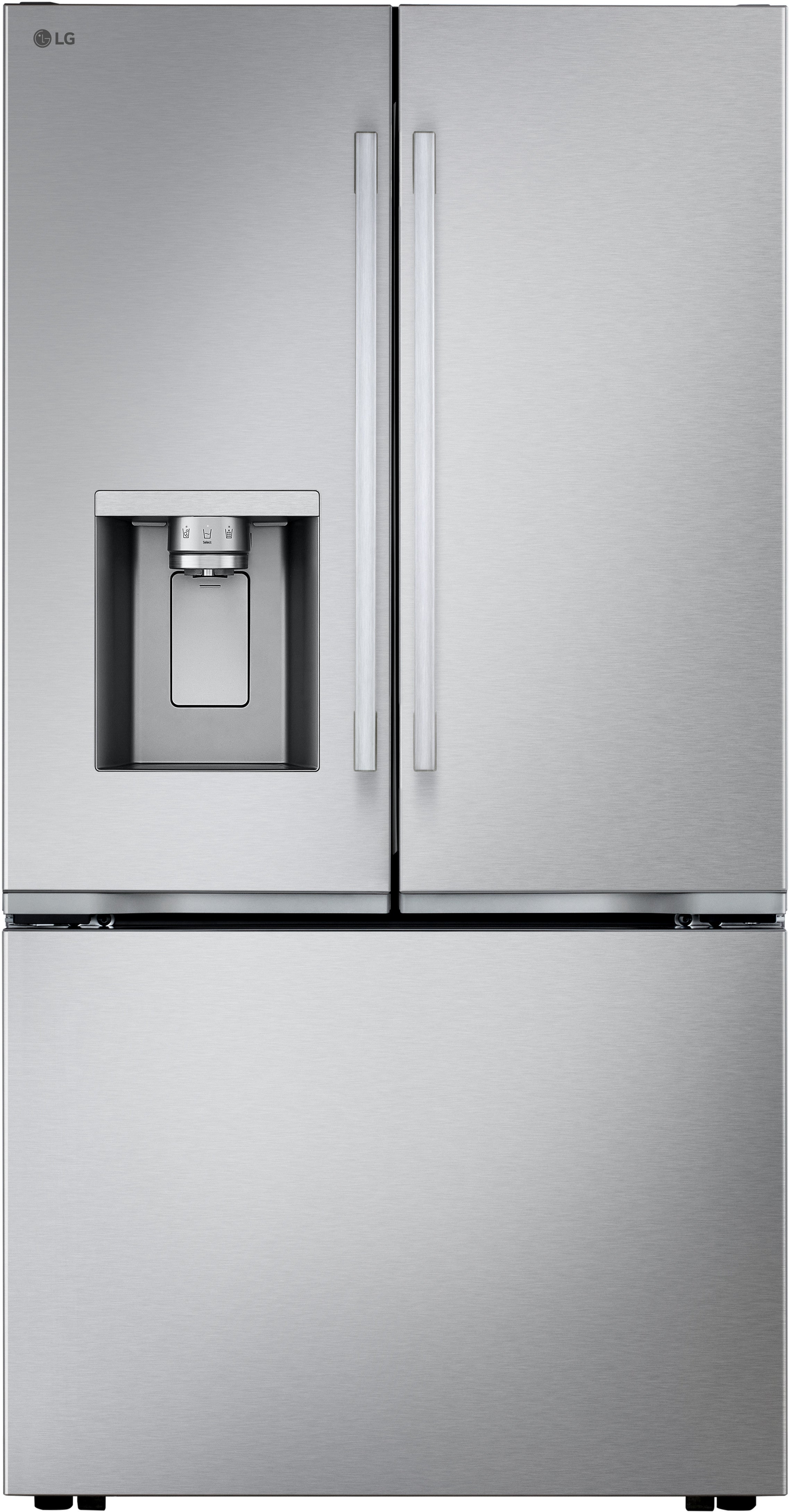 LG 36 Inch Counter-Depth MAX? Freestanding French Door Smart Refrigerator with 23.7 cu.ft. Capacity, Zero Clearance? Hinge System, Dual Ice Makers, Tall Ice & Water Dispenser, Ice Plus?, ENERGY STAR Qualified, and ADA Compliant: Printproof Stainless Steel