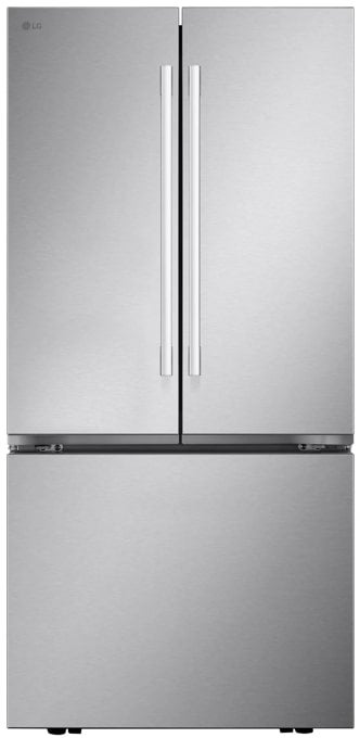 LG 25 cu.ft. 3 Door French, 33 Wide, Dual Handle, Standard Depth Max: Printproof Stainless Steel