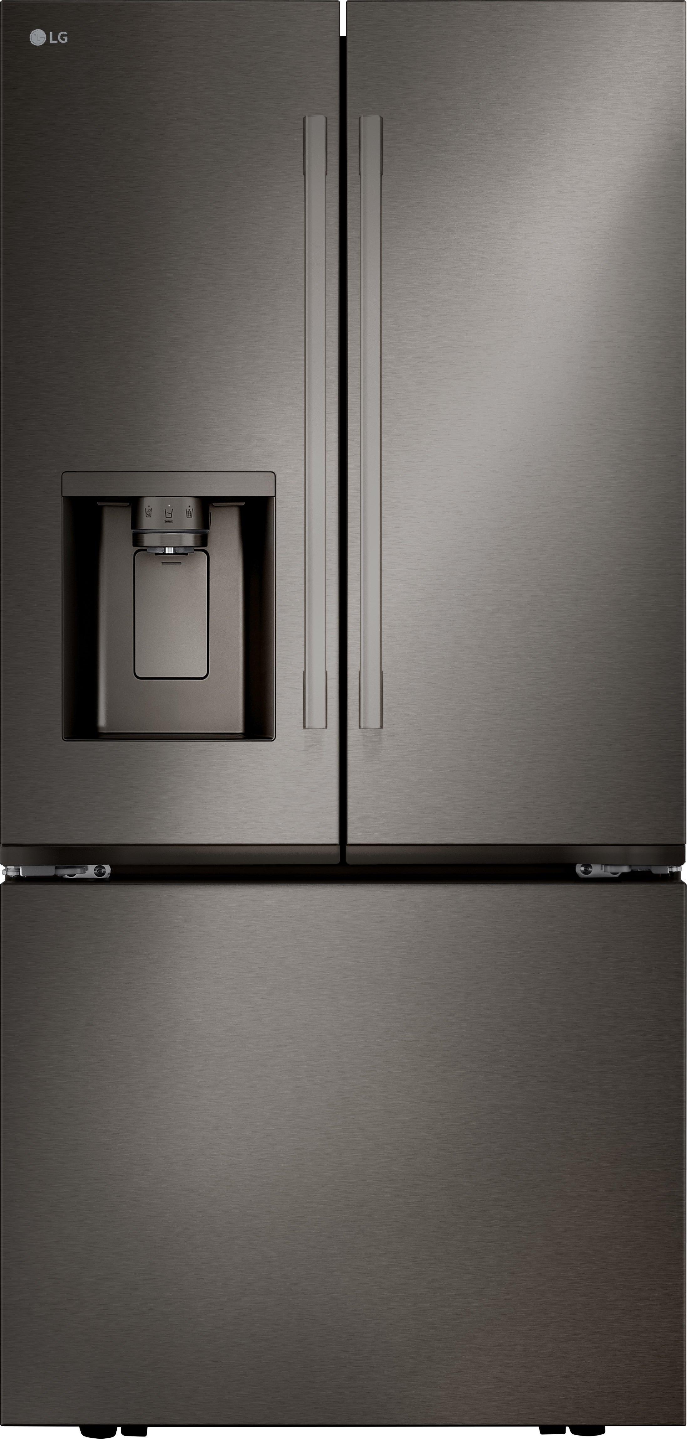 LG 33 Inch Smart French Door Refrigerator with 24.5 cu. ft. Total Capacity, Dual Ice Maker, External Ice/Water Dispenser, Door Cooling+, Sabbath Mode, and ENERGY STAR  Certified: PrintProof? Black Stainless Steel