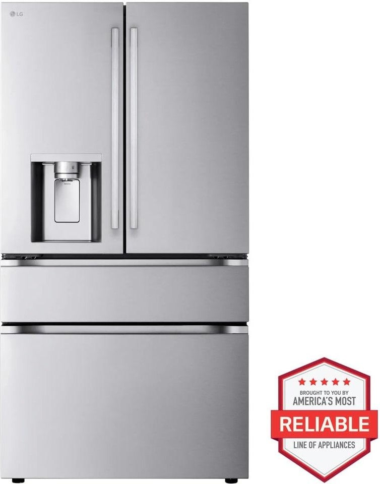 LG 36 Inch 29 Cu. Ft.  4-Door French Door Refrigerator With Fully Convertible Drawer, External Dispenser, And Dual Handle: Fingerprint Resistant Stainless Steel