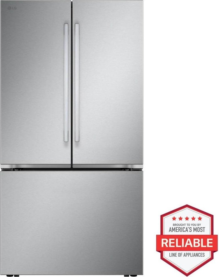 LG 36 Inch 27 Cu. Ft. 3-Door French Refrigerator With Internal Water Dispenser: Stainless Steel