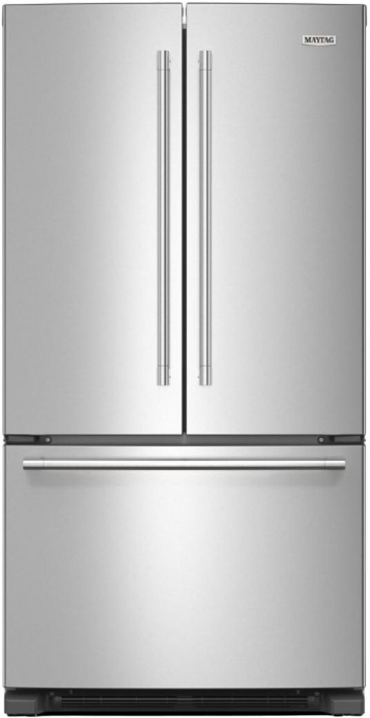 Maytag 36 Inch 25 Cu. Ft. French Door Bottom Mount Refrigerator with Max Cool Setting: Fingerprint Resistant Stainless Steel