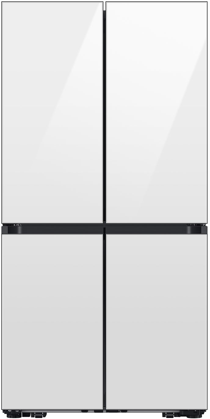 Samsung 36 Inch Smart Counter-Depth 4-Door Flex™ French Door Refrigerator with 23 cu. ft. Capacity, FlexZone™, Beverage Center™, UV Deodorizing Filter, Wi-Fi Enabled, Dual Ice Maker, Door Alarm, Auto Open Door, Slide-In Shelf, and ENERGY STAR®: White Glass