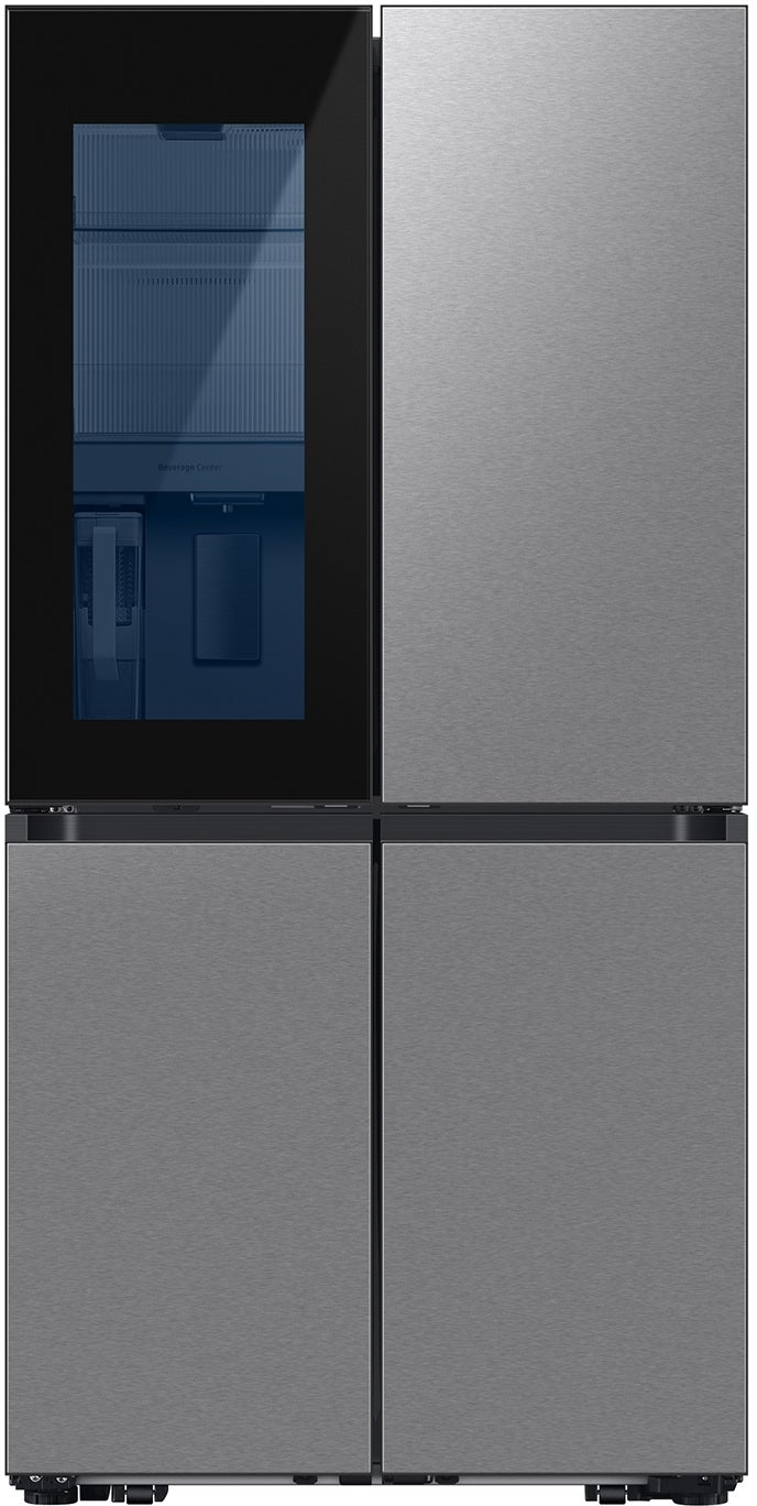 Samsung 36 Inch Counter Depth Smart 4-Door Flex™ French Door Refrigerator with 23 cu. ft. Capacity, FlexZone™, Beverage Zone™, Slide-In Shelf, Wi-Fi Enabled, Dual Ice Maker, Auto Open Door, Door Alarm, ADA Compliant, and ENERGY STAR®: Fingerprint Resistant Stainless Steel