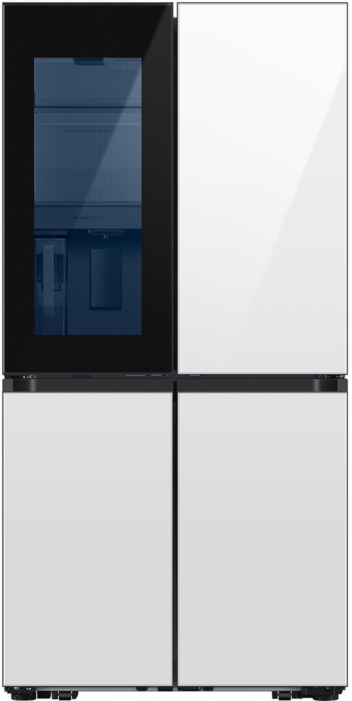 Samsung 36 Inch Smart 4-Door Flex™ French Door Refrigerator with 29 cu. ft. Capacity, FlexZone™, Beverage Zone™, UV Deodorizing Filter, Wi-Fi Enabled, Dual Ice Maker, Door Alarm, Auto Open Door, Slide-In Shelf, and ENERGY STAR®: White Glass