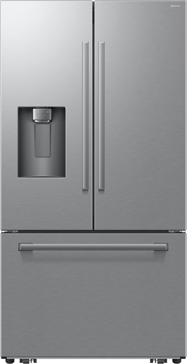 Samsung 36 Inch Freestanding 3-Door French Door Refrigerator with 29 cu. ft. Total Capacity, Power Cool & Power Freeze, Three Ice Types, Sphere Ice, AI Precise Cooling, Wi-Fi, ADA Compliant, and Energy Star Rated: Fingerprint Resistant Stainless Steel