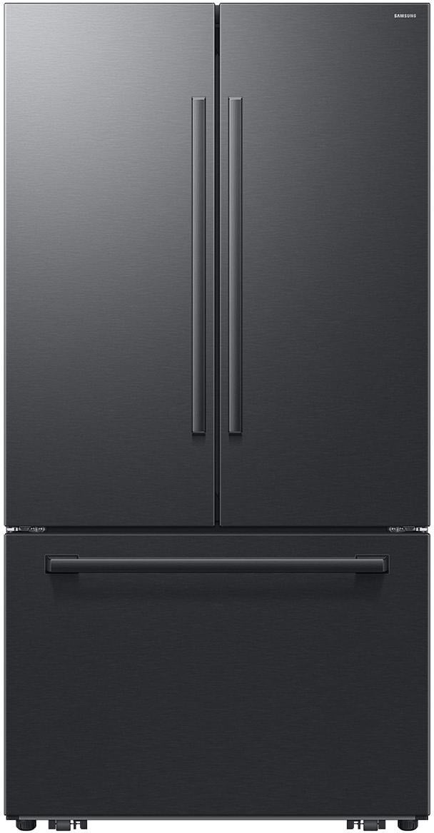Samsung 36 Inch Freestanding 3-Door French Door Refrigerator with 30 cu. ft. Total Capacity, Power Cool & Power Freeze, In-Door Tall Water Dispenser, AI Precise Cooling, Wi-Fi, ADA Compliant, and Energy Star Rated: Fingerprint Resistant Matte Black Steel