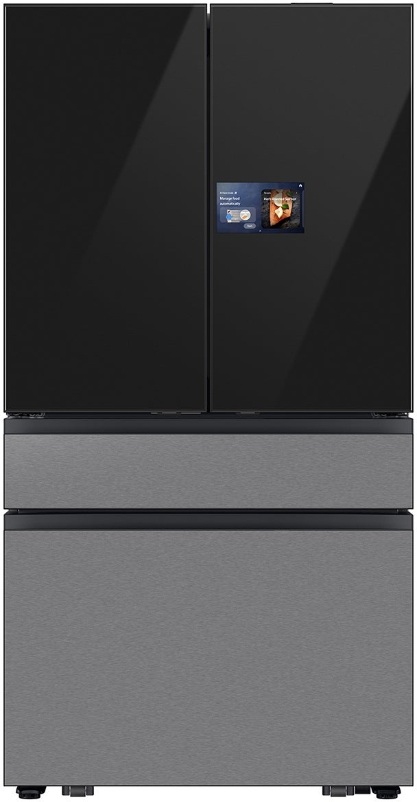 Samsung Bespoke 23 Counter Depth 4-Door French Door Refrigerator with AI Home & AI Vision Inside™: Charcoal Glass / Stainless